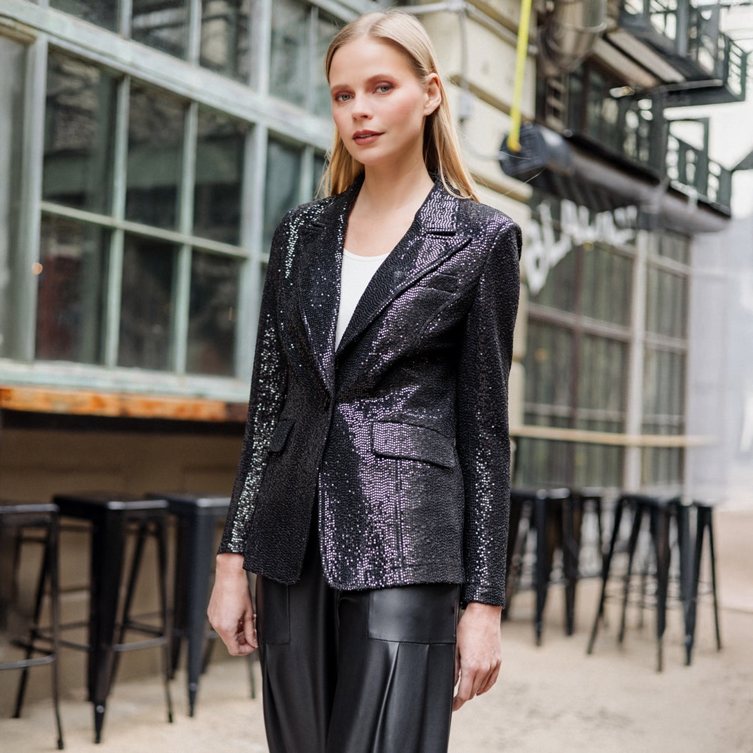 Clara Sunwoo Exclusive - Sequin Knit - Signature Pocket Blazer - Black
