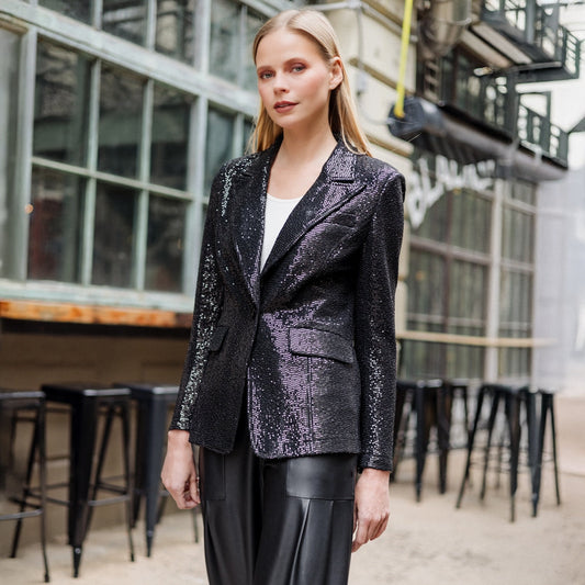 Clara Sunwoo Exclusive - Sequin Knit - Signature Pocket Blazer - Black