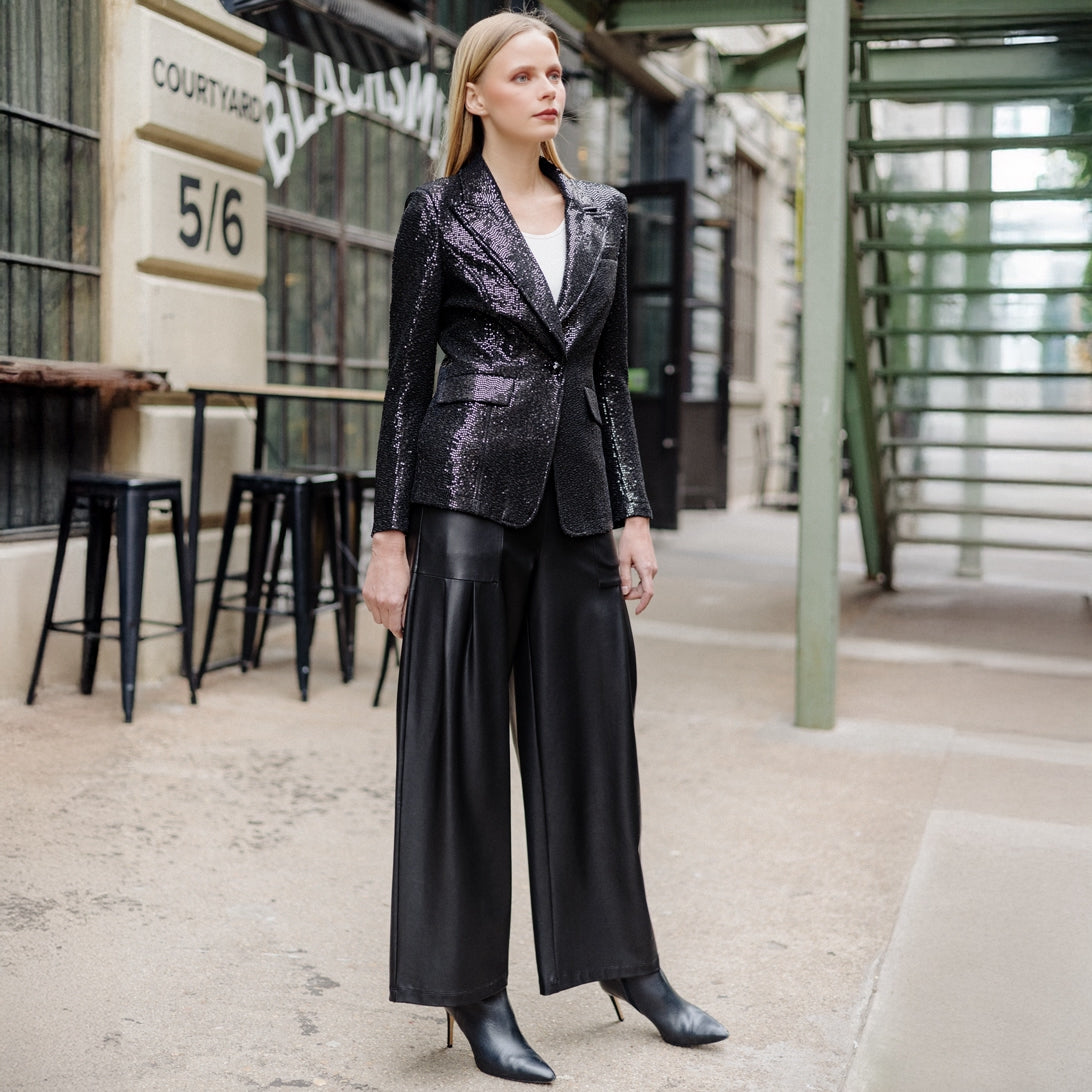 Clara Sunwoo Exclusive - Sequin Knit - Signature Pocket Blazer - Black