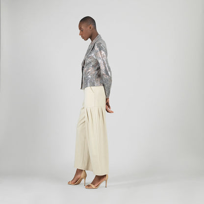 Clara Sunwoo Quality - Sequin Knit - Modern Button Blazer - Champagne - Final Sale
