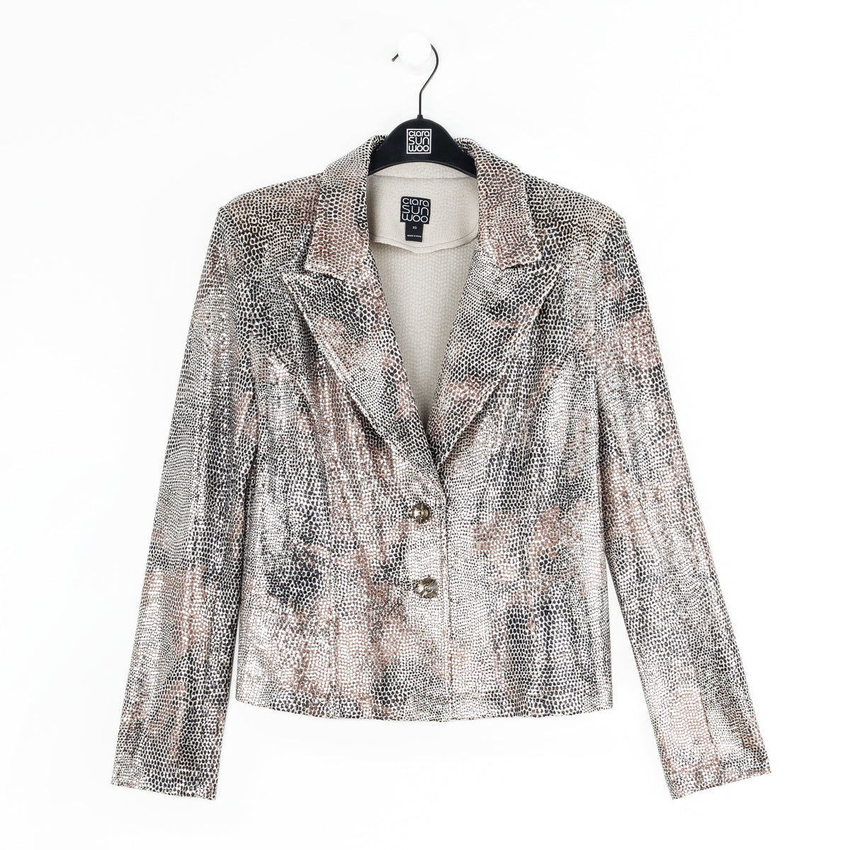 Clara Sunwoo Quality - Sequin Knit - Modern Button Blazer - Champagne - Final Sale