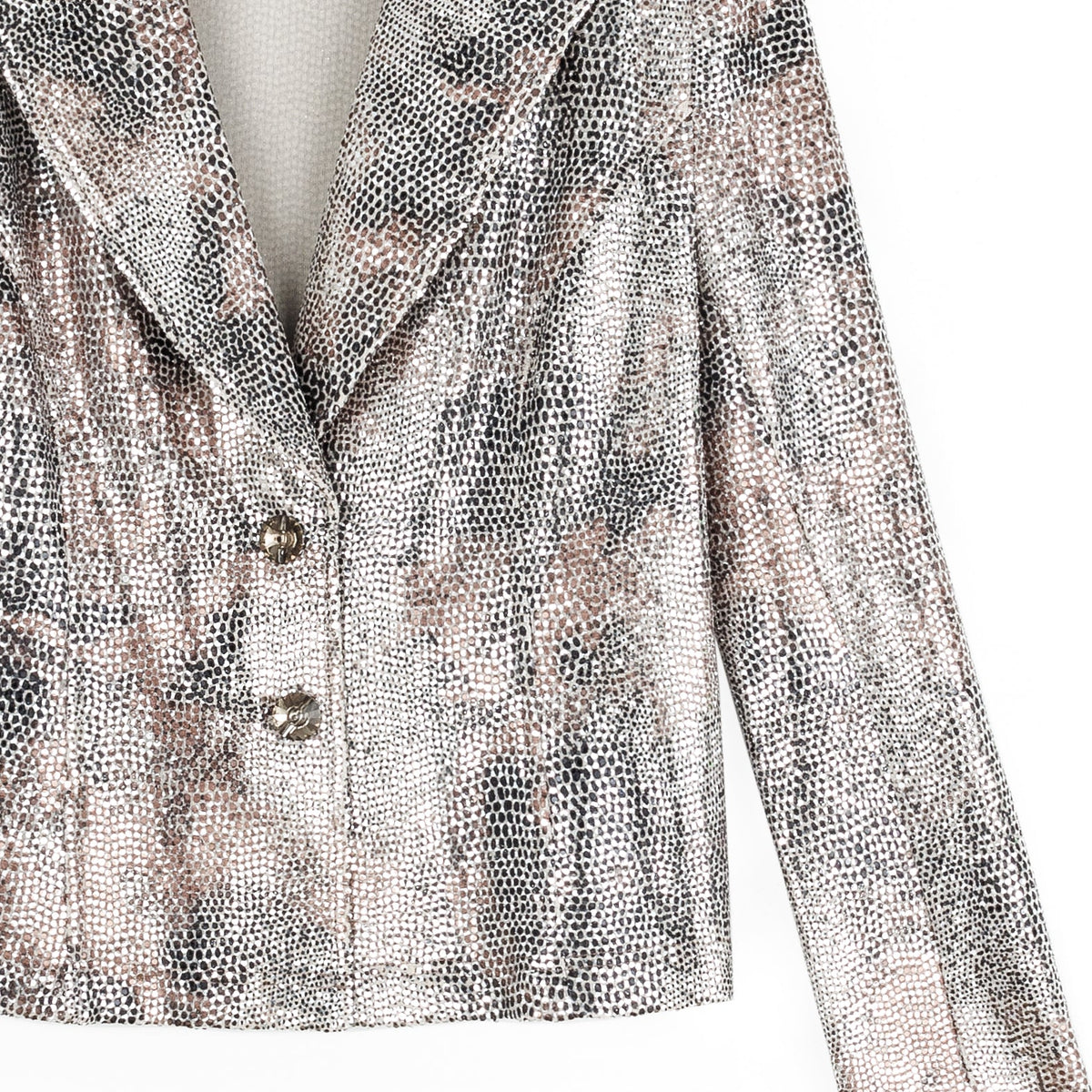 Clara Sunwoo Quality - Sequin Knit - Modern Button Blazer - Champagne - Final Sale
