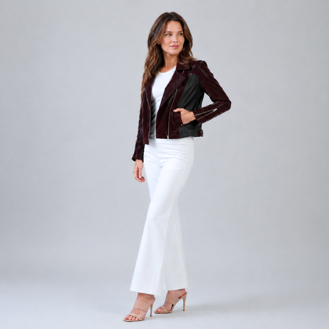 Clara Sunwoo Sale - Vinyl + Liquid Leather™ Panel Zip Cuff Pocket Jacket - Mulberry - Final Sale