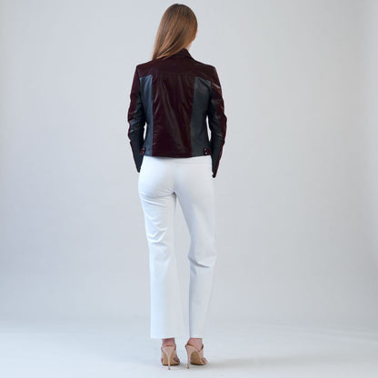 Clara Sunwoo Sale - Vinyl + Liquid Leather™ Panel Zip Cuff Pocket Jacket - Mulberry - Final Sale