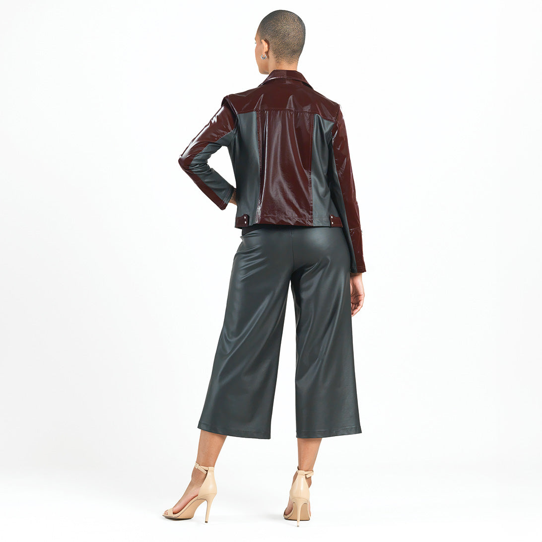 Clara Sunwoo Sale - Vinyl + Liquid Leather™ Panel Zip Cuff Pocket Jacket - Mulberry - Final Sale