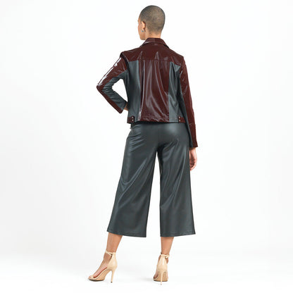 Clara Sunwoo Sale - Vinyl + Liquid Leather™ Panel Zip Cuff Pocket Jacket - Mulberry - Final Sale