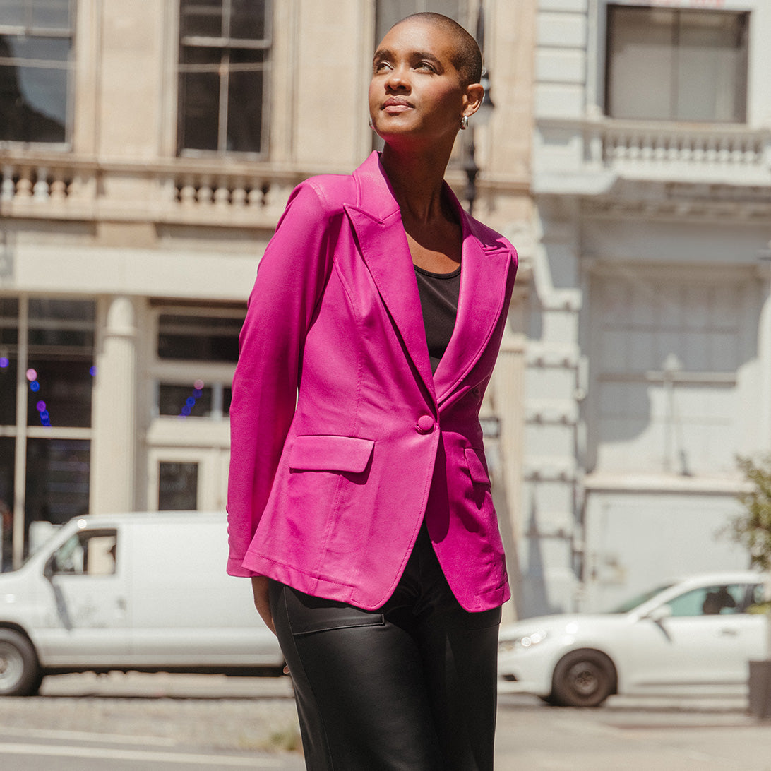 Clara Sunwoo Trending - Liquid Leather™ Signature Pocket Blazer - Magenta - Final Sale!