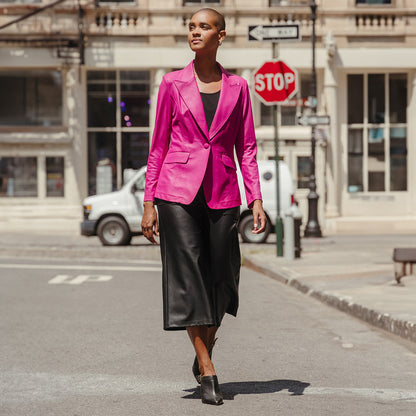Clara Sunwoo Trending - Liquid Leather™ Signature Pocket Blazer - Magenta - Final Sale!