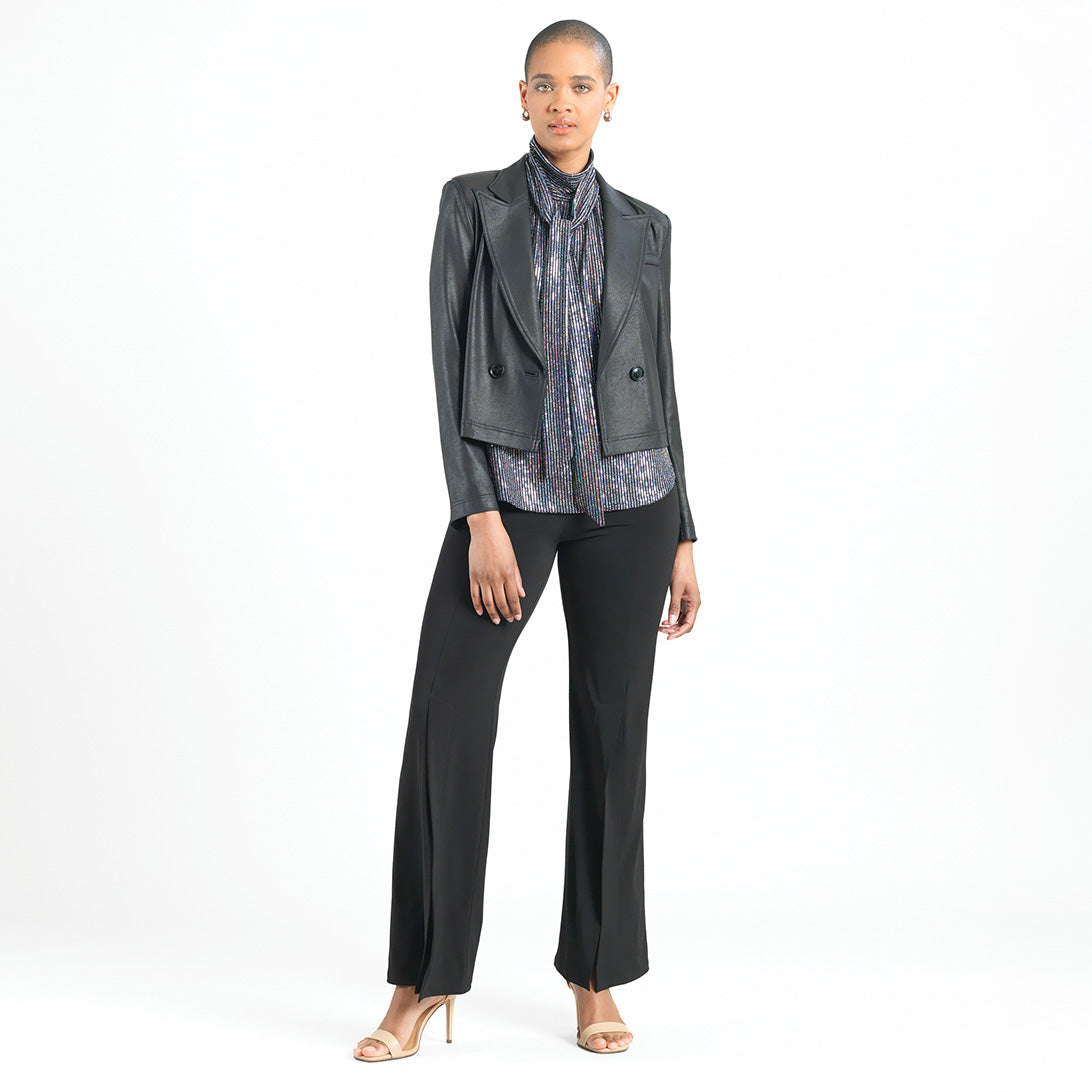 Clara Sunwoo Best Price - Liquid Leather™ Cropped Tuxedo Blazer - Black - Final Sale!