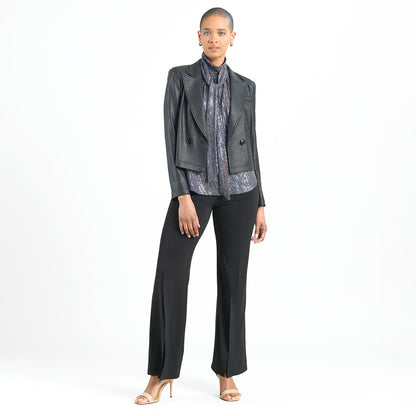 Clara Sunwoo Best Price - Liquid Leather™ Cropped Tuxedo Blazer - Black - Final Sale!