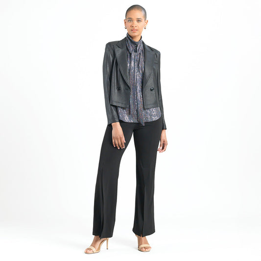 Clara Sunwoo Best Price - Liquid Leather™ Cropped Tuxedo Blazer - Black - Final Sale!