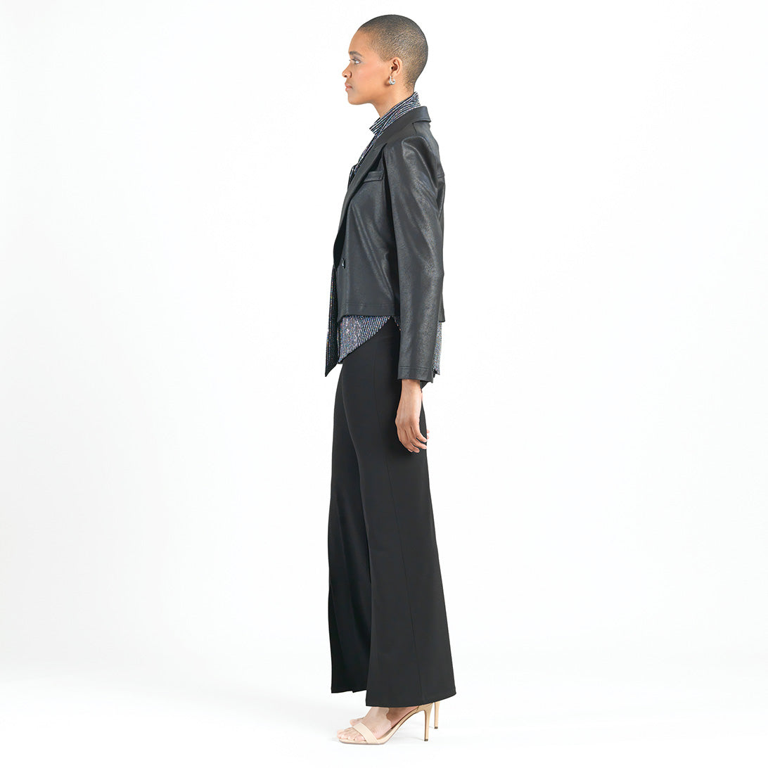 Clara Sunwoo Best Price - Liquid Leather™ Cropped Tuxedo Blazer - Black - Final Sale!