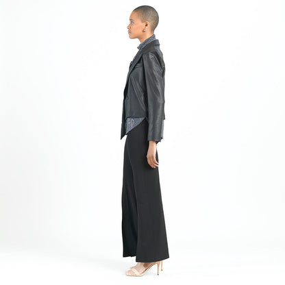 Clara Sunwoo Best Price - Liquid Leather™ Cropped Tuxedo Blazer - Black - Final Sale!