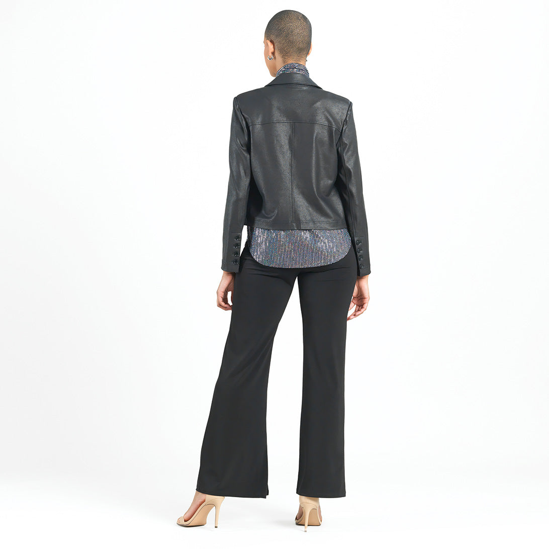 Clara Sunwoo Best Price - Liquid Leather™ Cropped Tuxedo Blazer - Black - Final Sale!