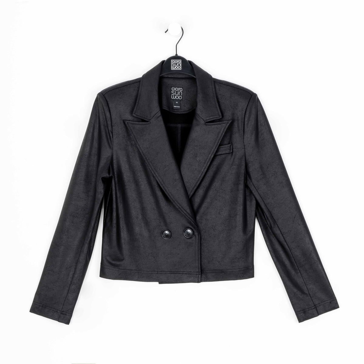 Clara Sunwoo Best Price - Liquid Leather™ Cropped Tuxedo Blazer - Black - Final Sale!