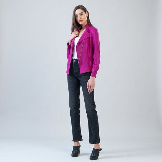 Clara Sunwoo Customer Favorite - Liquid Leather™ Signature Jacket - Magenta