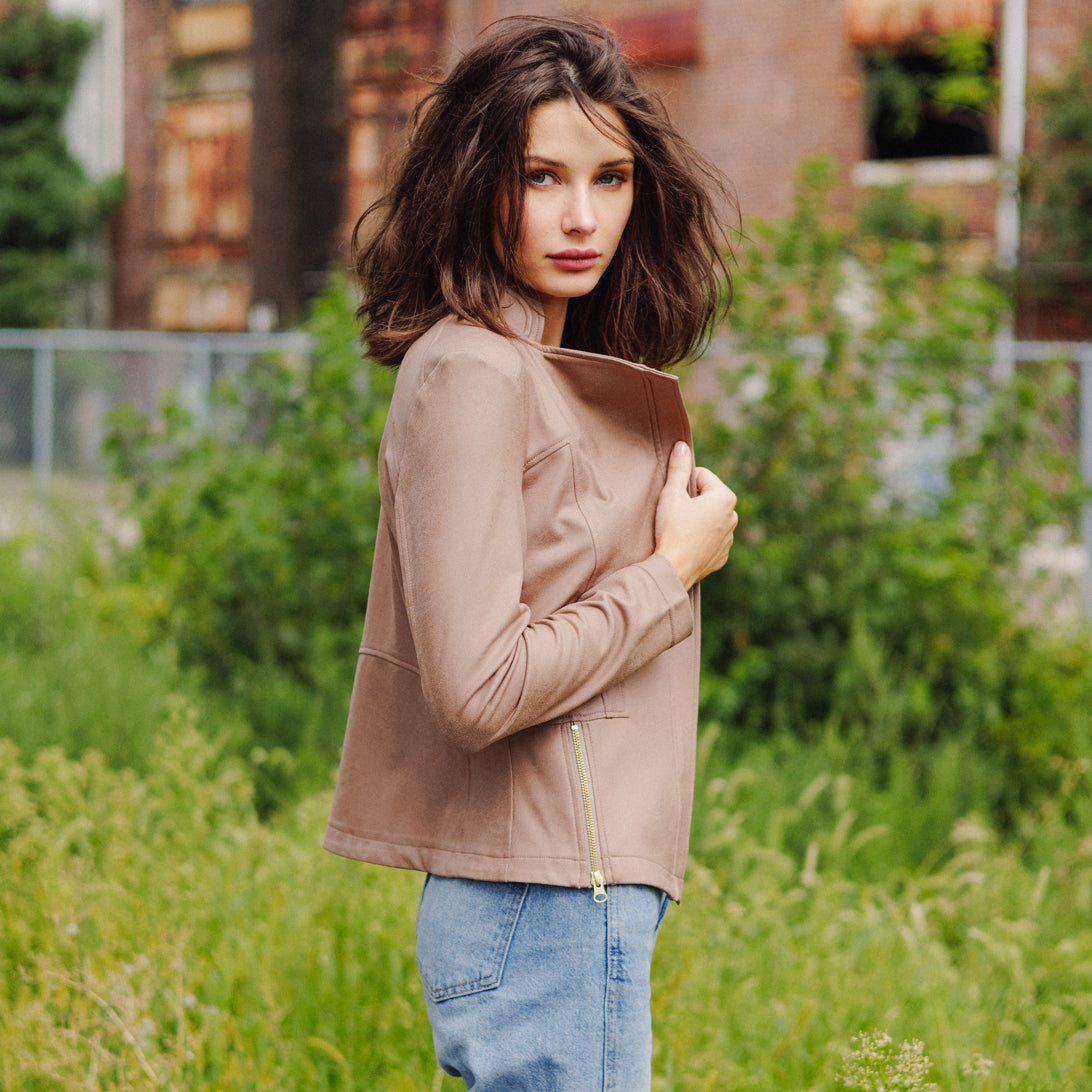 Clara Sunwoo Trending - Liquid Leather™ Signature Jacket - Taupe