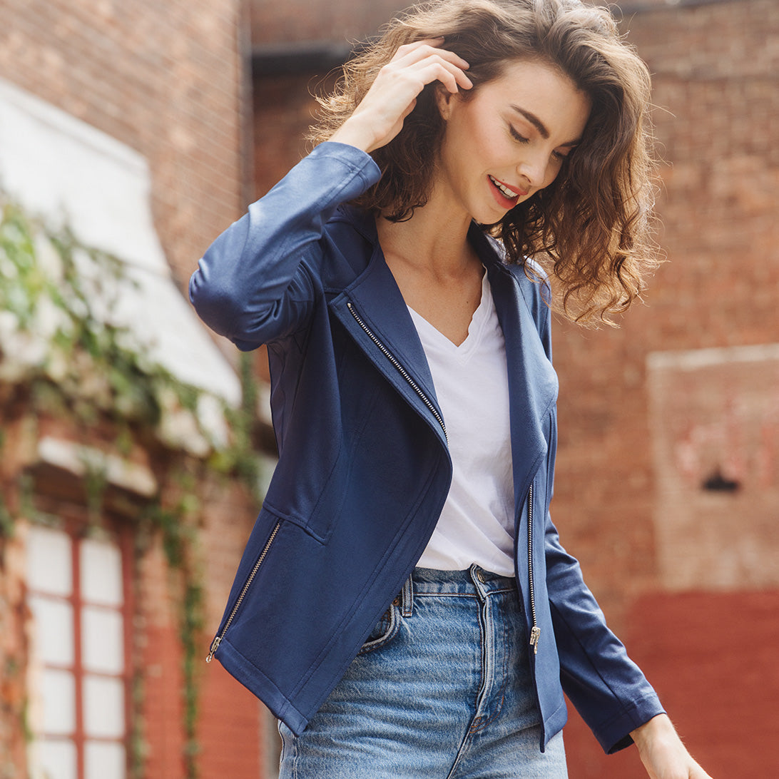 Clara Sunwoo Premium - Liquid Leather™ Signature Jacket - Navy