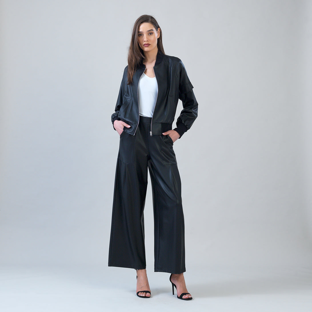 Clara Sunwoo Featured - Liquid Leather™ Classic Bomber Jacket - Black