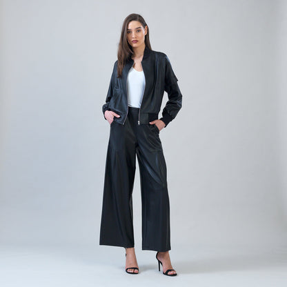 Clara Sunwoo Featured - Liquid Leather™ Classic Bomber Jacket - Black