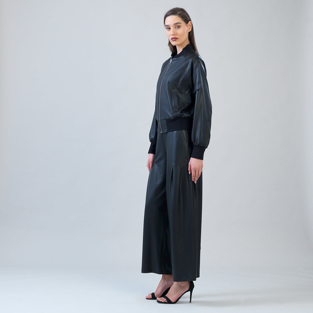 Clara Sunwoo Featured - Liquid Leather™ Classic Bomber Jacket - Black