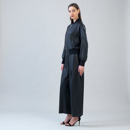 Clara Sunwoo Featured - Liquid Leather™ Classic Bomber Jacket - Black