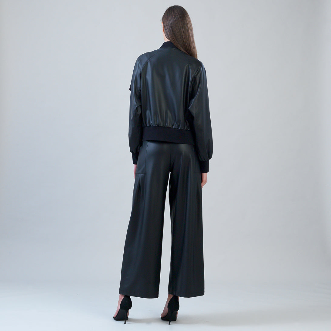 Clara Sunwoo Featured - Liquid Leather™ Classic Bomber Jacket - Black