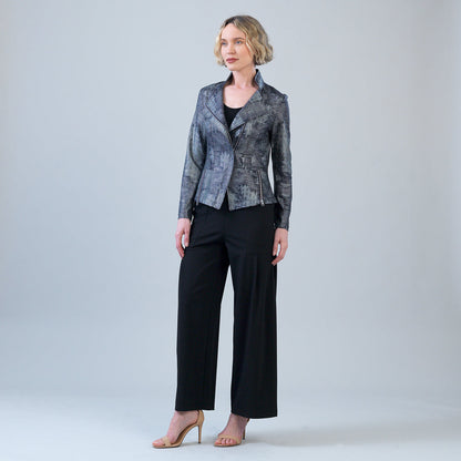 Clara Sunwoo Everyday - Metallic Liquid Leather™ Textured Signature Jacket - Gunmetal Silver