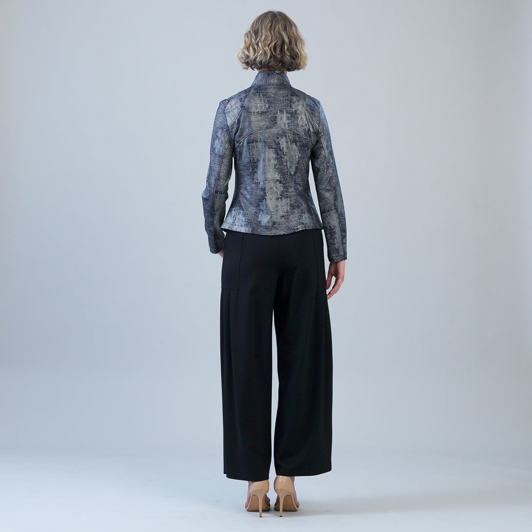 Clara Sunwoo Everyday - Metallic Liquid Leather™ Textured Signature Jacket - Gunmetal Silver