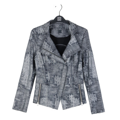 Clara Sunwoo Everyday - Metallic Liquid Leather™ Textured Signature Jacket - Gunmetal Silver
