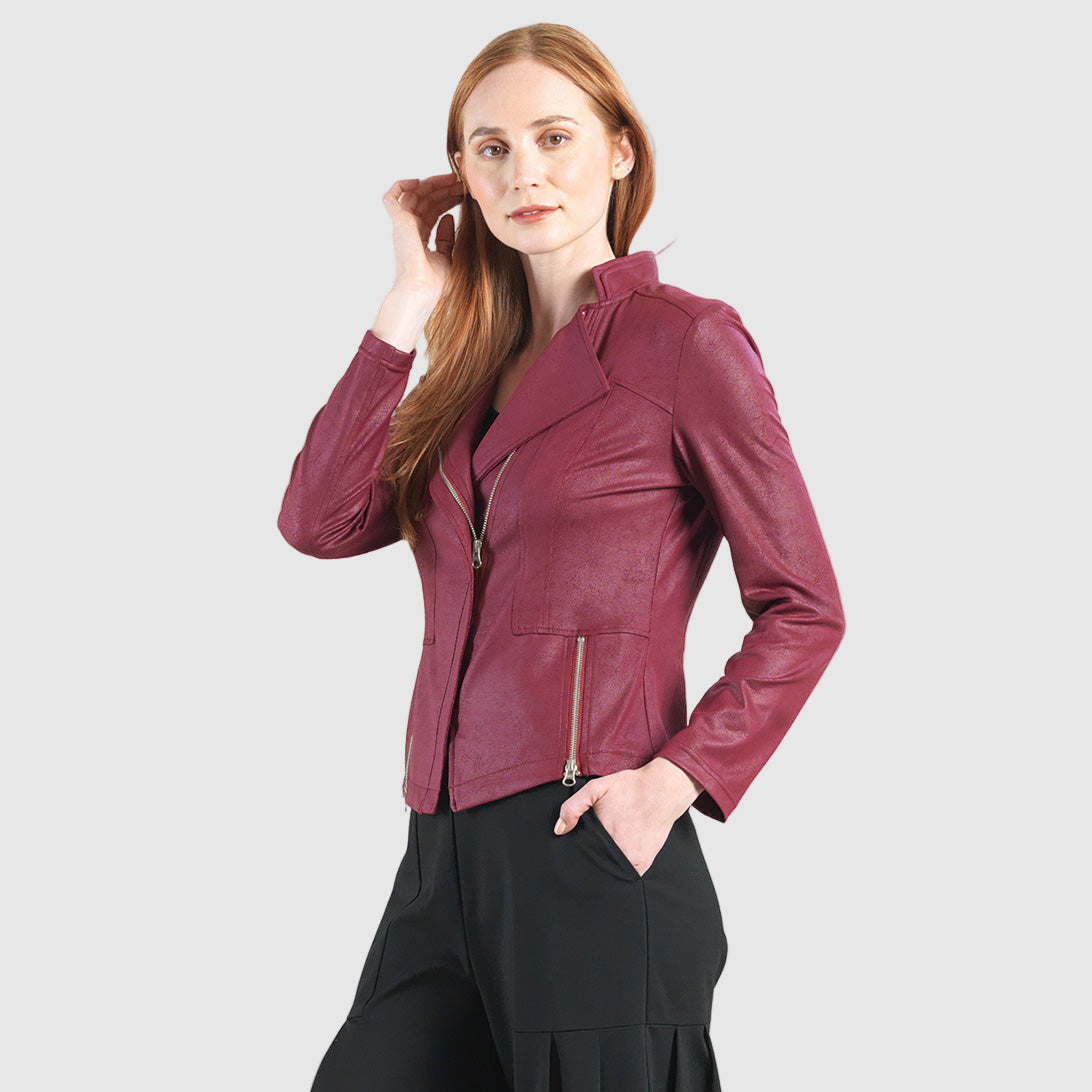 Clara Sunwoo Great Value - Liquid Leather™ Signature Jacket - Merlot