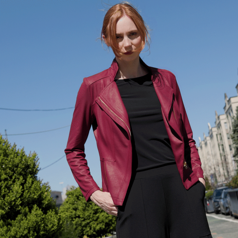 Clara Sunwoo Great Value - Liquid Leather™ Signature Jacket - Merlot
