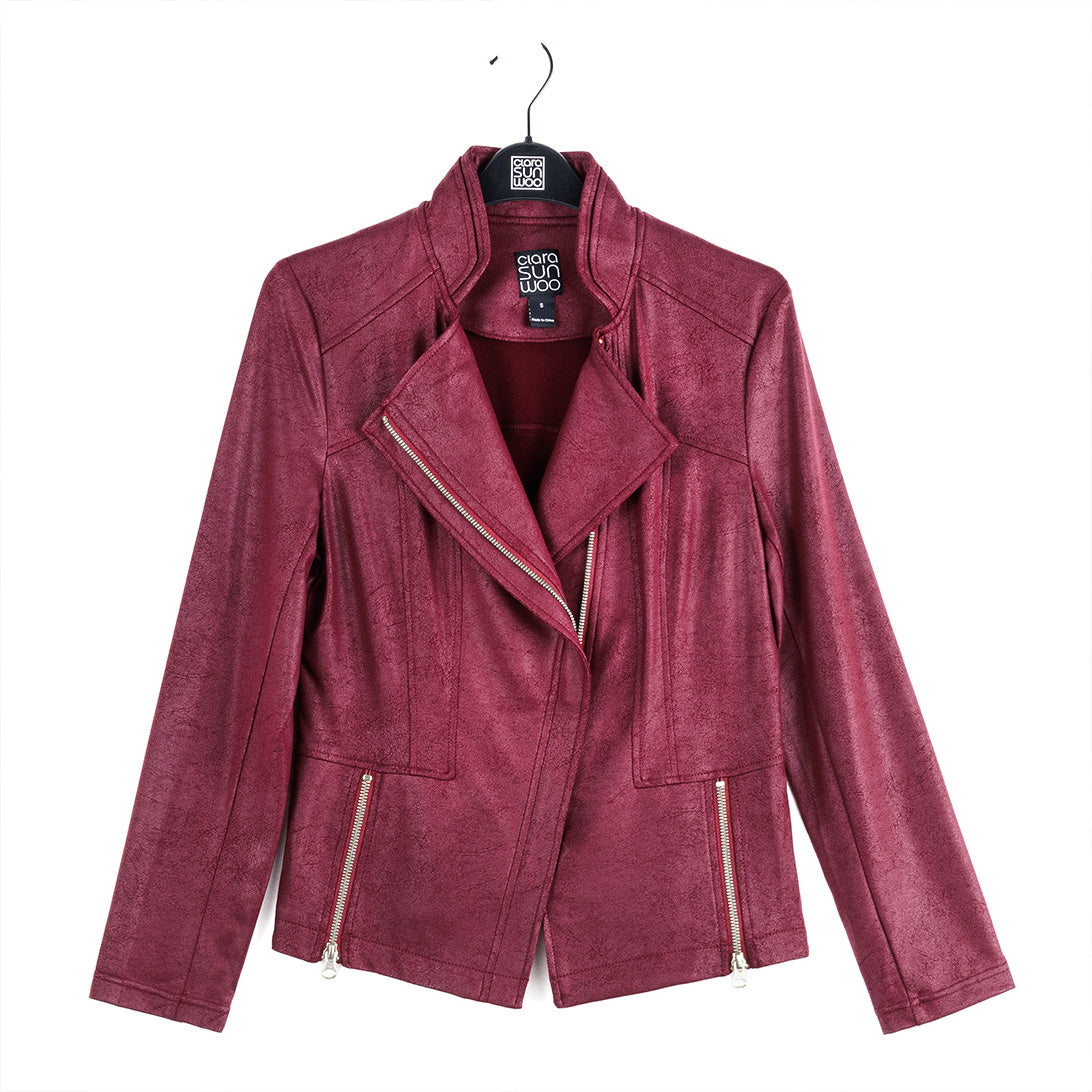 Clara Sunwoo Great Value - Liquid Leather™ Signature Jacket - Merlot
