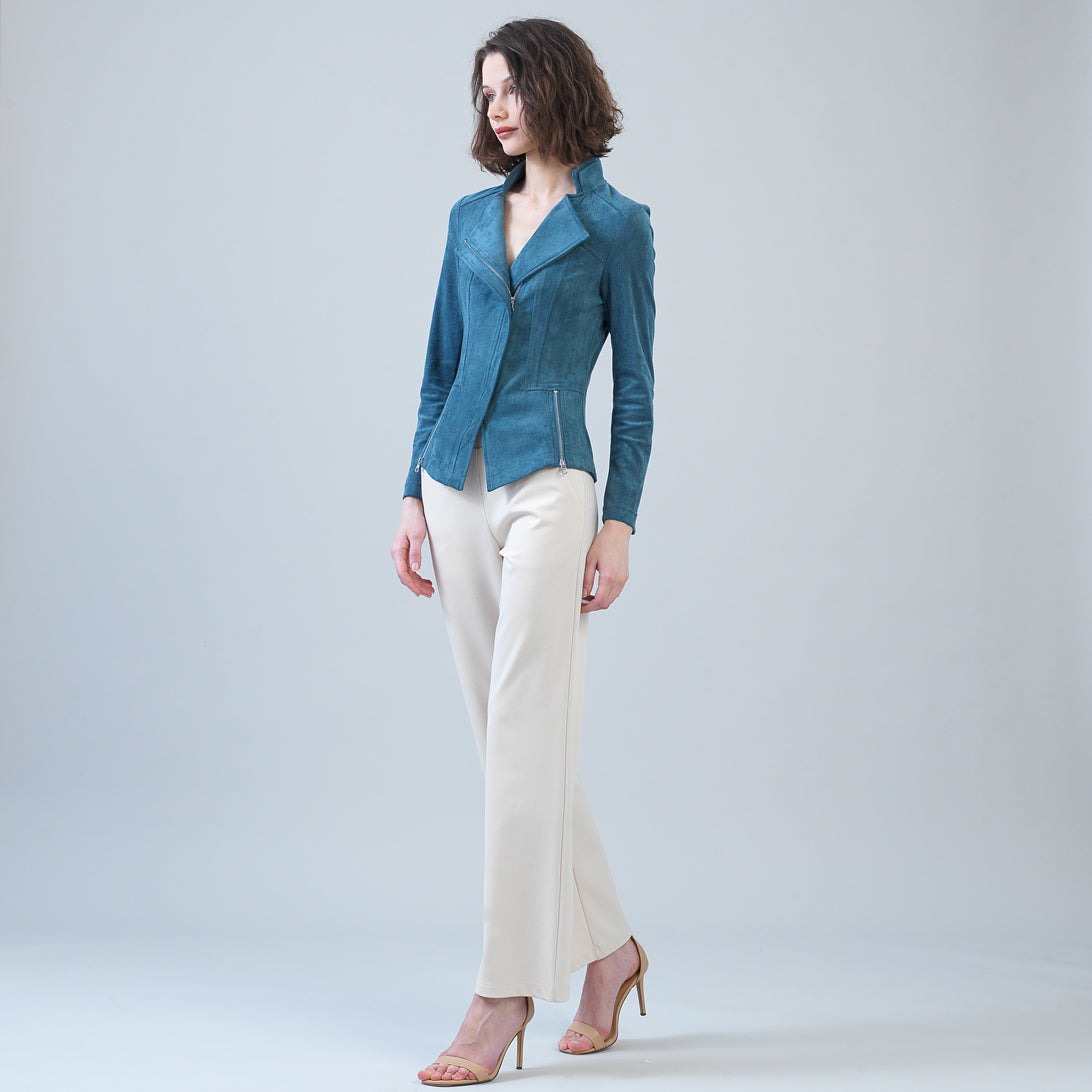 Clara Sunwoo Customer Favorite - Soft Suede - Signature Jacket - Blue Moss