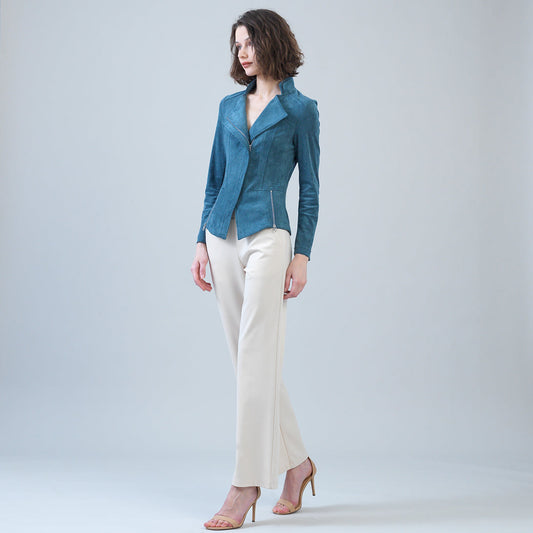 Clara Sunwoo Customer Favorite - Soft Suede - Signature Jacket - Blue Moss