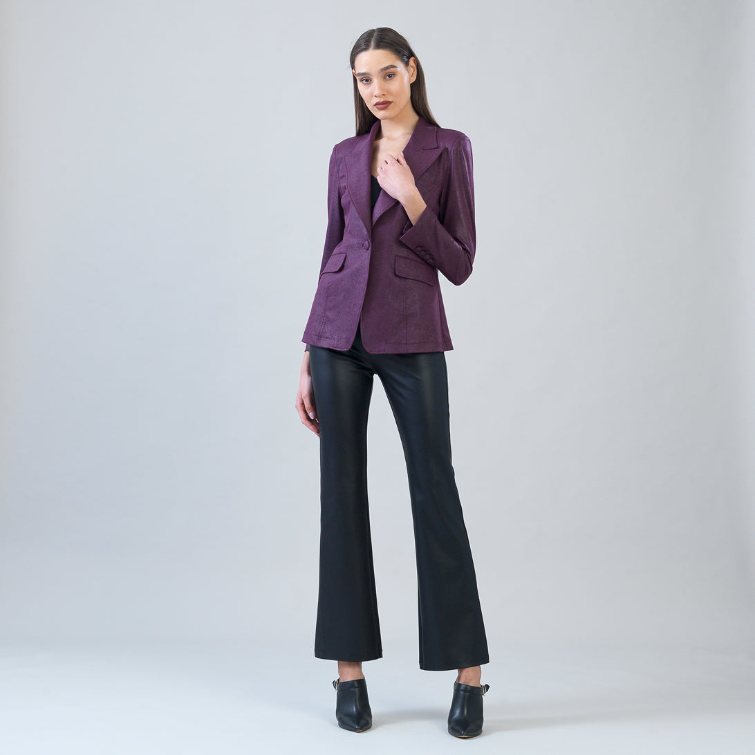Clara Sunwoo Essential - Liquid Leather™ Signature Pocket Blazer - Plum
