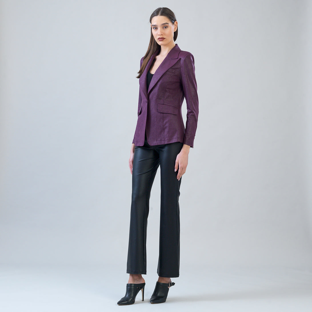 Clara Sunwoo Essential - Liquid Leather™ Signature Pocket Blazer - Plum