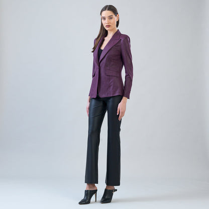Clara Sunwoo Essential - Liquid Leather™ Signature Pocket Blazer - Plum