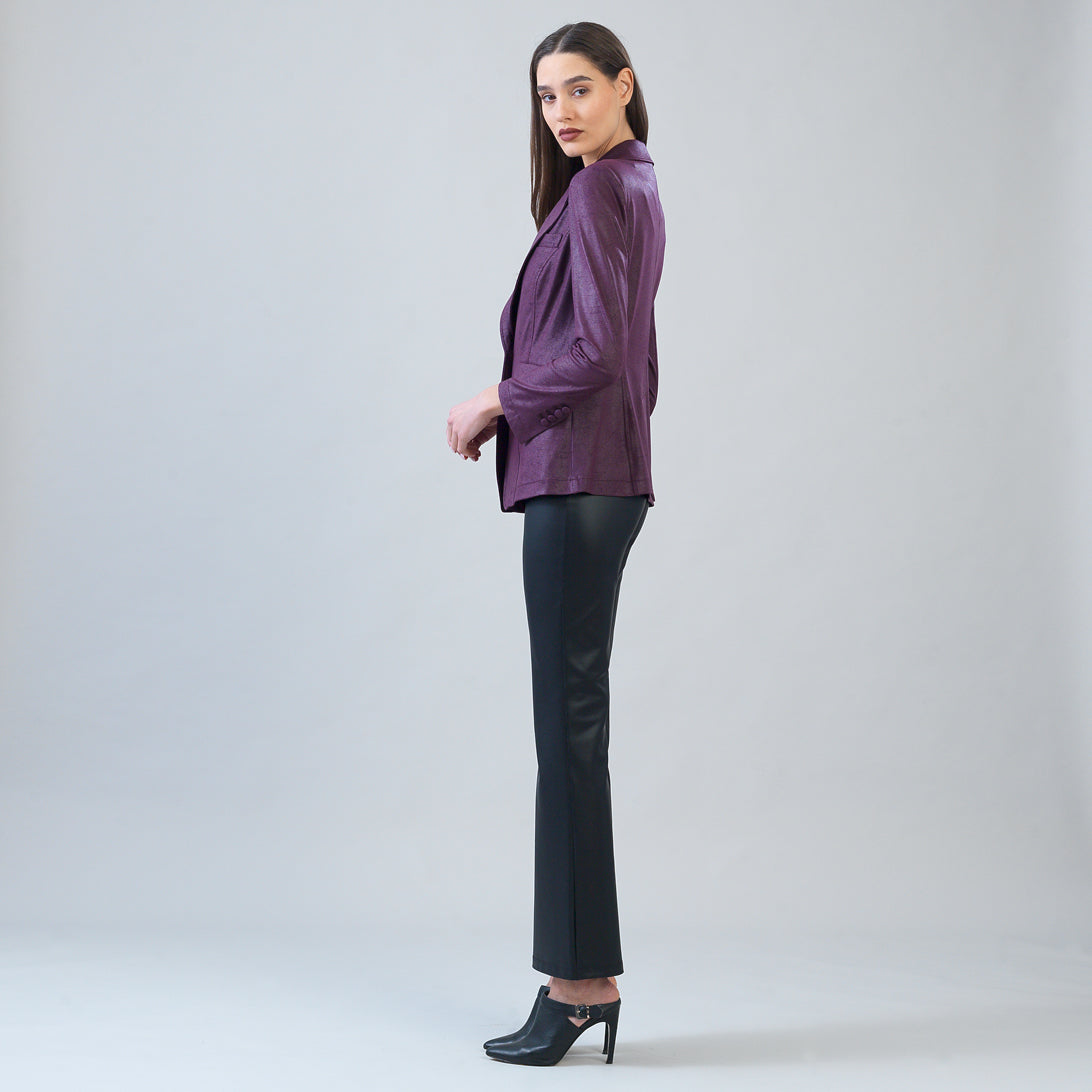 Clara Sunwoo Essential - Liquid Leather™ Signature Pocket Blazer - Plum