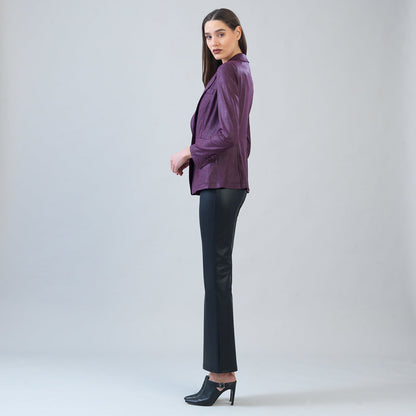 Clara Sunwoo Essential - Liquid Leather™ Signature Pocket Blazer - Plum