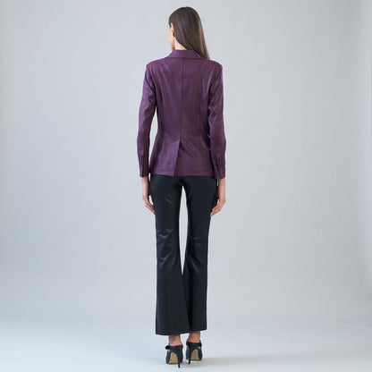 Clara Sunwoo Essential - Liquid Leather™ Signature Pocket Blazer - Plum