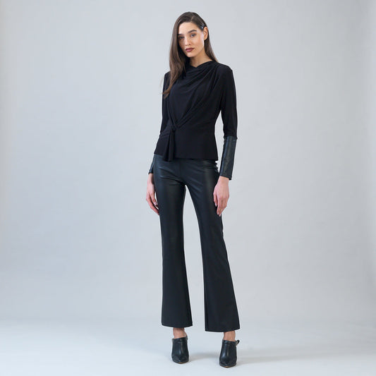 Clara Sunwoo Trusted - Loop Front Liquid Leather Cuff Top - Black - Final Sale