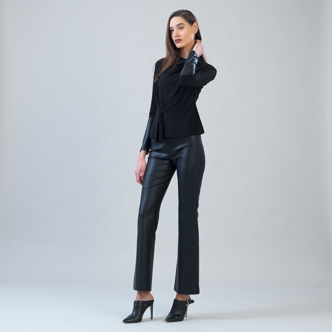 Clara Sunwoo Trusted - Loop Front Liquid Leather Cuff Top - Black - Final Sale