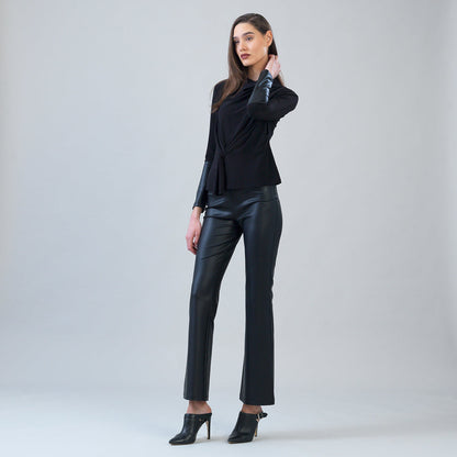 Clara Sunwoo Trusted - Loop Front Liquid Leather Cuff Top - Black - Final Sale