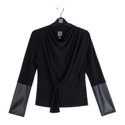 Clara Sunwoo Trusted - Loop Front Liquid Leather Cuff Top - Black - Final Sale