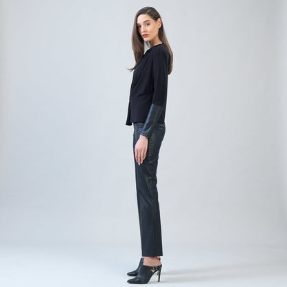 Clara Sunwoo Trusted - Loop Front Liquid Leather Cuff Top - Black - Final Sale