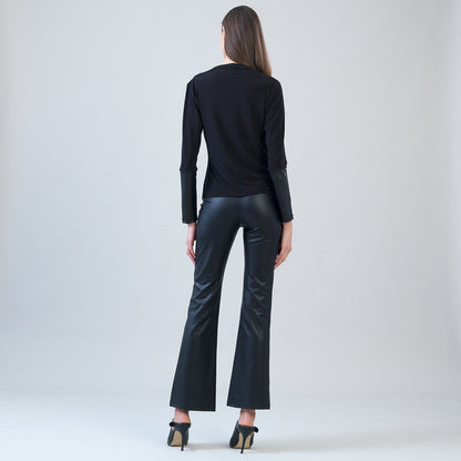 Clara Sunwoo Trusted - Loop Front Liquid Leather Cuff Top - Black - Final Sale