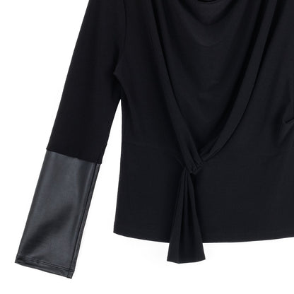 Clara Sunwoo Trusted - Loop Front Liquid Leather Cuff Top - Black - Final Sale