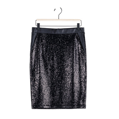 Clara Sunwoo Top Pick - Sequin Knit - Liquid Leather™ Trim Pencil Skirt - Black - Final Sale