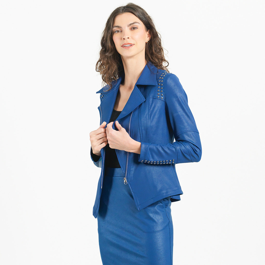 Clara Sunwoo Special Offer - Liquid Leather™ Studded Jacket - Cobalt - Final Sale